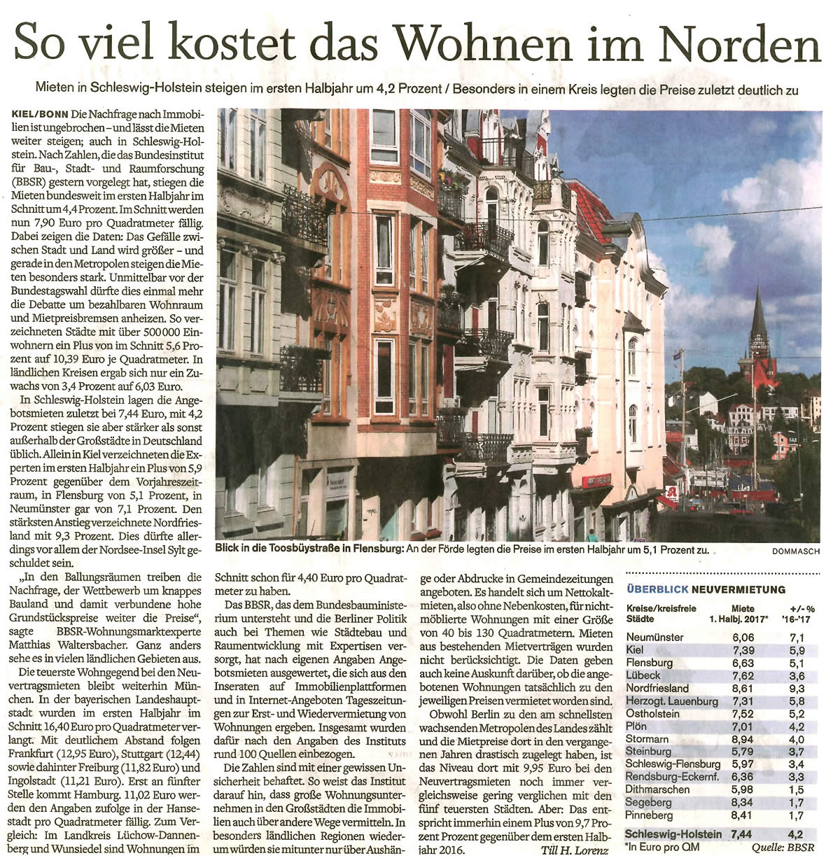 Zeitung 17 08 19 Artikel Kosten Wohnen Norden Miete