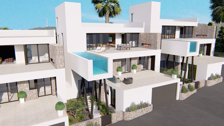 Großzügige und exklusive Villen mit 3 Schlafzimmern, 3 Bädern, Gäste-WC, Infinity-Pool, Garage/Keller und Meerblick