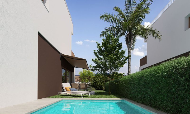 Moderne Villen mit 3 Schlafzimmern, 3 Bädern und Privatpool nur 500 m vom kilometerlangen Sandstrand