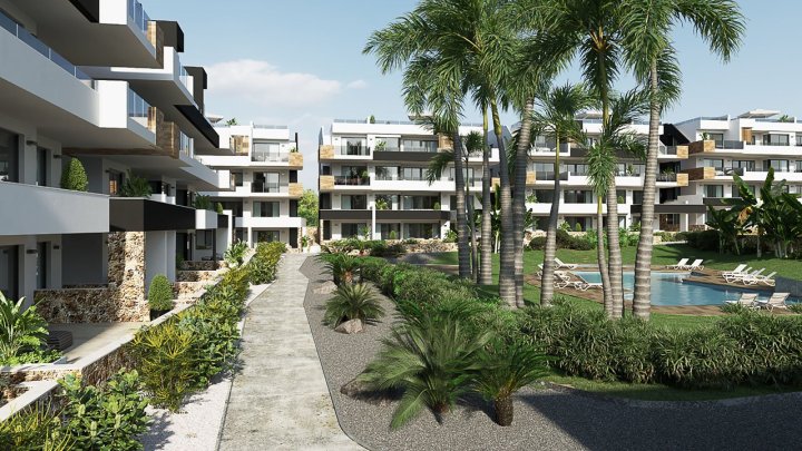 Appartements mit 2 Schlafzimmern und 2 Bädern in abgeschlossener Anlage mit Gemeinschaftspool, Fitnessraum, Sauna und Jacuzzi