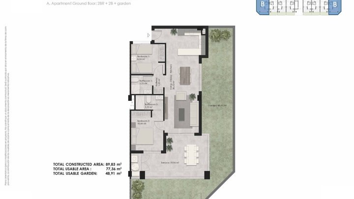 Appartements mit 2 Schlafzimmern, 2 Bädern, Vorinstallation Klimaanlage, Kfz-Stellplatz und Gemeinschaftspool nur 700 m vom Strand