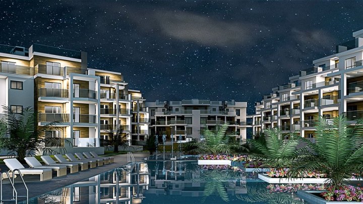 Appartements mit 2 Schlafzimmern, 2 Bädern und Meerblick in abgeschlossener Anlage mit Gemeinschaftspool direkt am Strand