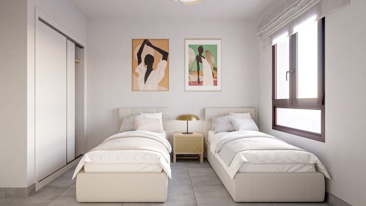 Appartements mit 2 Schlafzimmern, 2 Bädern, Domotiksystem, Alarmanlage, Gemeinschaftspool, Aufzug und Tiefgaragenstellplatz