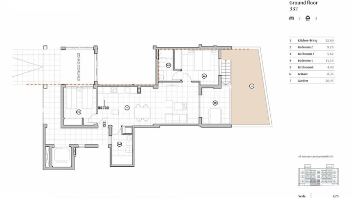 Appartements mit 2 Schlafzimmern, 2 Bädern, Domotiksystem, Alarmanlage, Gemeinschaftspool, Aufzug und Tiefgaragenstellplatz