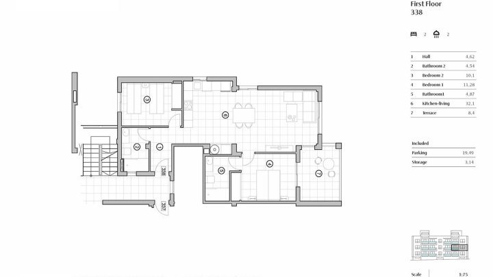 Appartements mit 2 Schlafzimmern, 2 Bädern, Domotiksystem, Alarmanlage, Gemeinschaftspool, Aufzug und Tiefgaragenstellplatz
