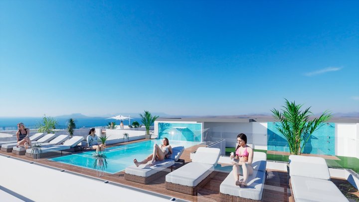 Appartements mit 2 Schlafzimmern, 2 Bädern und Gemeinschaftspool nur ca. 250 m vom Strand von Los Locos