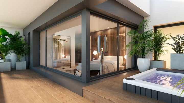 Fantastische Villen mit 3 Schlafzimmern, 3 Bädern, Klimaanlage, Fußbodenheizung und Privatpool in erester Linie am Golfplatz