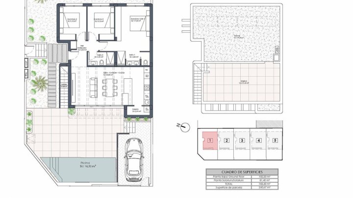Wunderschöne eingeschossige Villen mit 3 Schlafzimmern, 2 Bädern, Dachterrasse, Privatpool und Kfz-Stellplatz
