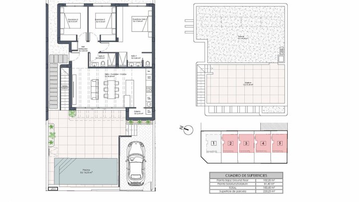 Wunderschöne eingeschossige Villen mit 3 Schlafzimmern, 2 Bädern, Dachterrasse, Privatpool und Kfz-Stellplatz