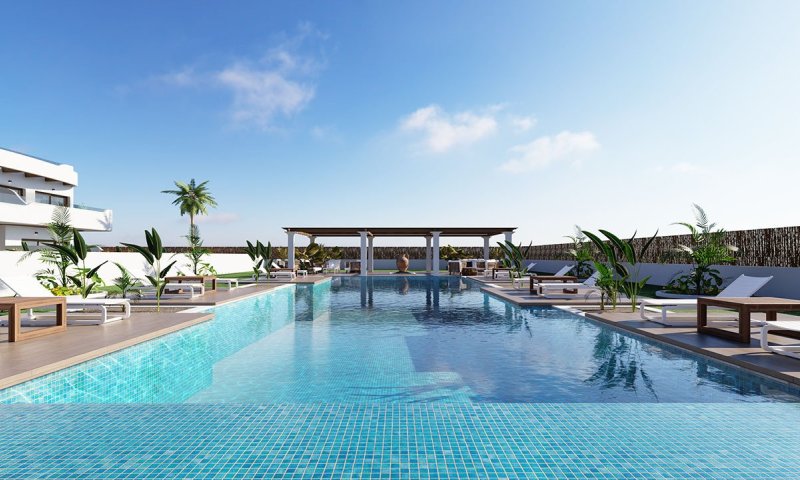Appartements mit 2 Schlafzimmern, 2 Bädern, Vorinstallation Klimaanlage, Gemeinschaftspool und Kfz-Stellplatz neben dem Golfplatz von La Serena Golf