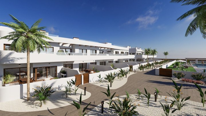 Appartements mit 2 Schlafzimmern, 2 Bädern, Vorinstallation Klimaanlage, Gemeinschaftspool und Kfz-Stellplatz neben dem Golfplatz von La Serena Golf