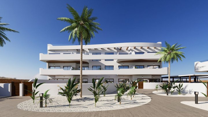 Appartements mit 2 Schlafzimmern, 2 Bädern, Vorinstallation Klimaanlage, Gemeinschaftspool und Kfz-Stellplatz neben dem Golfplatz von La Serena Golf