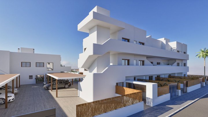 Appartements mit 3 Schlafzimmern, 2 Bädern, Vorinstallation Klimaanlage, Gemeinschaftspool und Kfz-Stellplatz neben dem Golfplatz von La Serena Golf