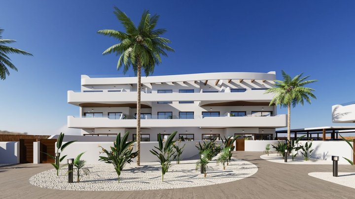 Appartements mit 3 Schlafzimmern, 2 Bädern, Vorinstallation Klimaanlage, Gemeinschaftspool und Kfz-Stellplatz neben dem Golfplatz von La Serena Golf