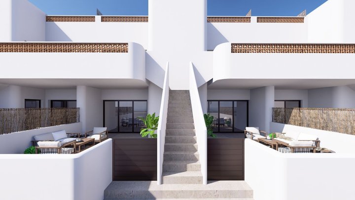 Obergeschoss-Wohnungen mit 3 Schlafzimmern, 2 Bädern, Dachterrasse, Kfz-Stellplatz und Gemeinschaftspool