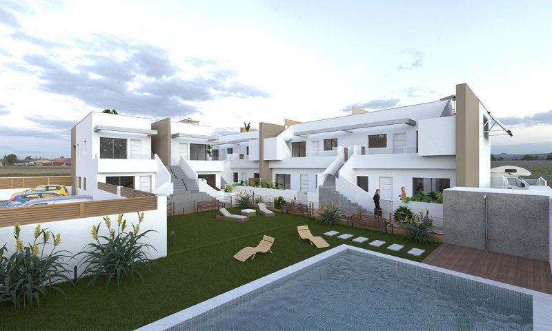 Obergeschoss-Wohnungen mit 2 Schlafzimmern, 2 Bädern, Dachterrasse, Kfz-Stellplatz und Gemeinschaftspool nur ca. 4 km vom Strand