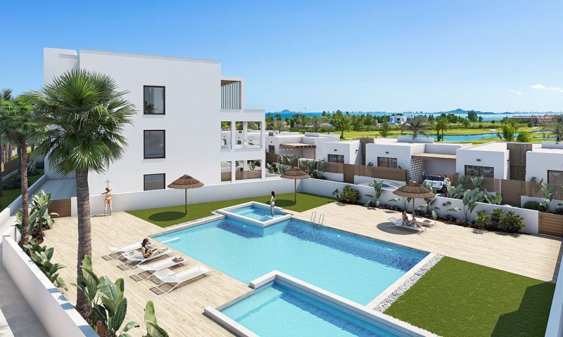 Appartements mit 2 Schlafzimmern, 2 Bädern, Vorinstallation Klimaanlage, Gemeinschaftspool und Meerblick direkt am Golfplatz von La Serena Golf