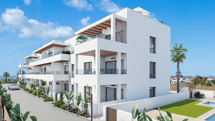 Appartements mit 2 Schlafzimmern, 2 Bädern, Vorinstallation Klimaanlage, Gemeinschaftspool und Meerblick direkt am Golfplatz von La Serena Golf