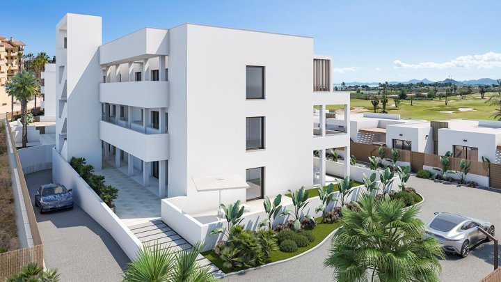 Appartements mit 2 Schlafzimmern, 2 Bädern, Vorinstallation Klimaanlage, Gemeinschaftspool und Meerblick direkt am Golfplatz von La Serena Golf