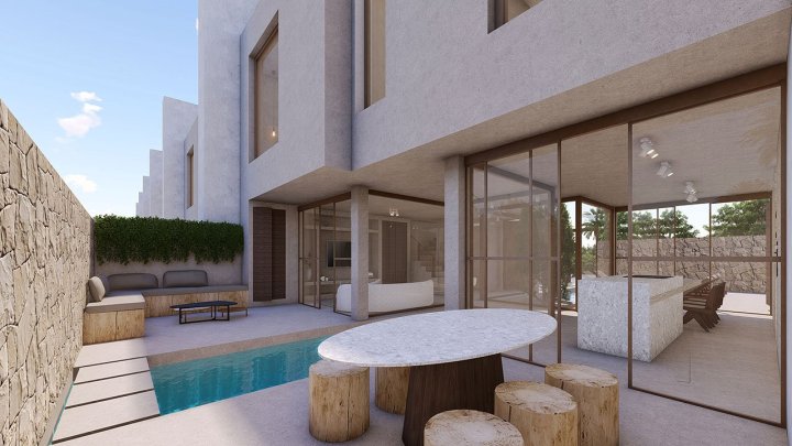 Einzigartige Reihenvillen mit 3 Schlafzimmern, 2 Bädern, Gäste-WC, Dachterrasse und Privatpool