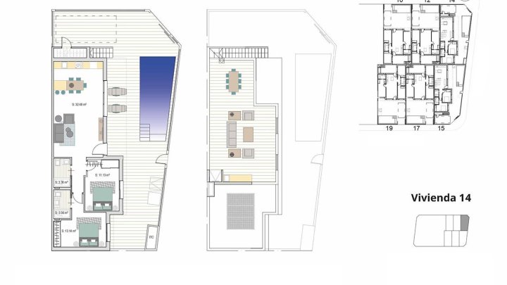 Reihenhaus-Villen mit 2 Schlafzimmern, 2 Bädern, Dachterrasse, Privatpool und Kfz-Stellplatz