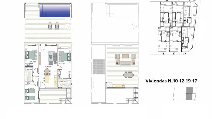 Reihenhaus-Villen mit 3 Schlafzimmern, 2 Bädern, Dachterrasse, Privatpool und Kfz-Stellplatz