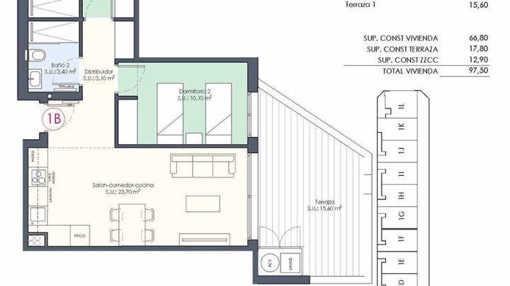 Appartements mit 2 Schlafzimmern, 2 Bädern, Einbauküchen mit Elektrogeräten und Gemeinschaftspool