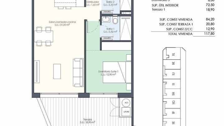 Appartements mit 3 Schlafzimmern, 2 Bädern, Einbauküchen mit Elektrogeräten und Gemeinschaftspool