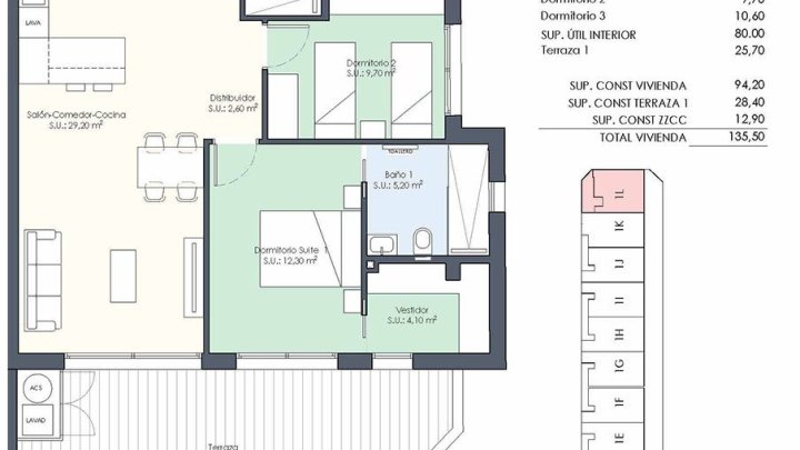 Appartements mit 3 Schlafzimmern, 2 Bädern, Einbauküchen mit Elektrogeräten und Gemeinschaftspool