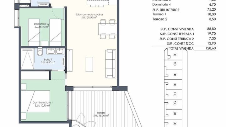 Appartements mit 4 Schlafzimmern, 2 Bädern, Einbauküchen mit Elektrogeräten und Gemeinschaftspool