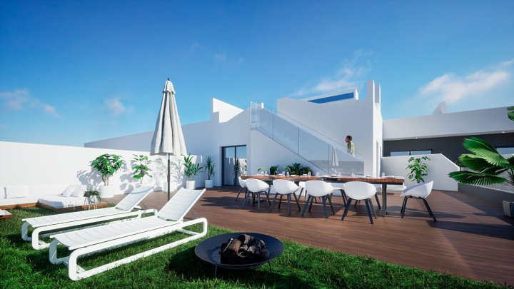 Penthouse-Wohnungen mit 2 Schlafzimmern, 2 Bädern, Dachterrasse, WC, Privatpool und Einbauküchen mit Elektrogeräten