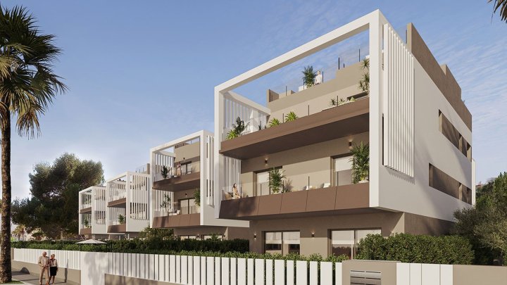Appartements mit 2 Schlafzimmern, 2 Bädern, Fußbodenheizung in Bädern, Klimaanlage und Gemeinschaftspool nur 300 m vom Strand