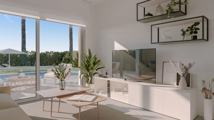 Appartements mit 2 Schlafzimmern, 2 Bädern, Fußbodenheizung in Bädern, Klimaanlage und Gemeinschaftspool nur 300 m vom Strand
