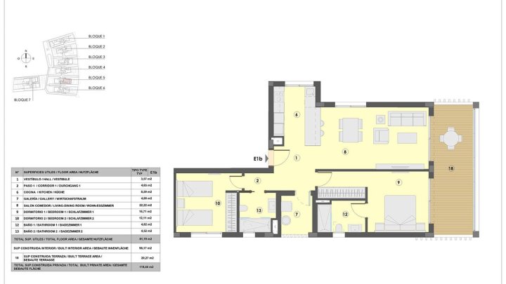 Appartements mit 2 Schlafzimmern, 2 Bädern, Fußbodenheizung in Bädern, Klimaanlage und Gemeinschaftspool nur 300 m vom Strand