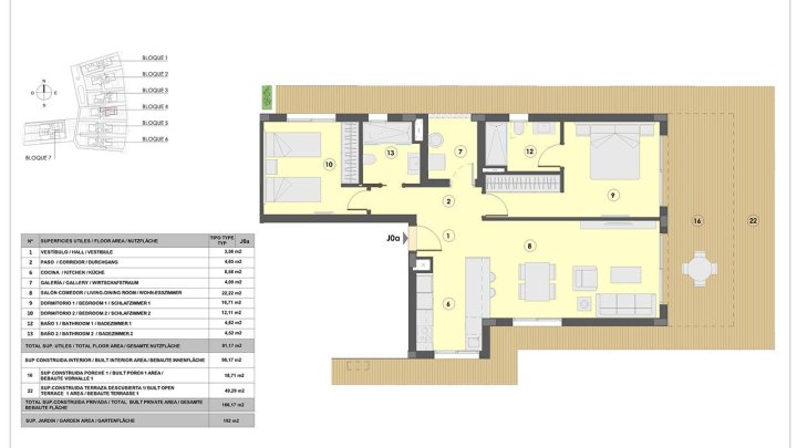 Appartements mit 2 Schlafzimmern, 2 Bädern, Fußbodenheizung in Bädern, Klimaanlage und Gemeinschaftspool nur 300 m vom Strand
