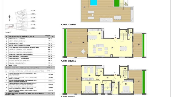 Maisonette-Wohnungen mit 3 Schlafzimmern, Dachterrasse, Fußbodenheizung in Bädern, Klimaanlage und Gemeinschaftspool nur 300 m vom Strand