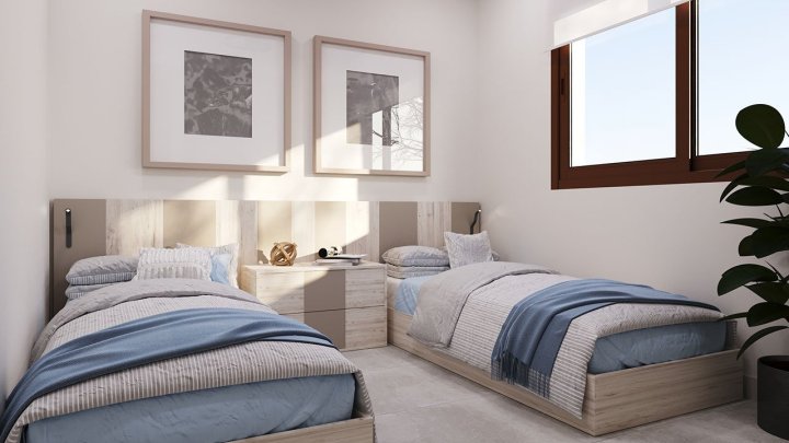 Appartements mit 2 Schlafzimmern, 2 Bädern, Fußbodenheizung in Bädern, Klimaanlage und Gemeinschaftspool nur 250 m vom Meer