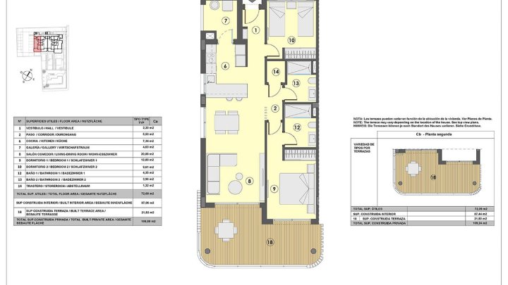 Appartements mit 2 Schlafzimmern, 2 Bädern, Fußbodenheizung in Bädern, Klimaanlage und Gemeinschaftspool nur 250 m vom Meer