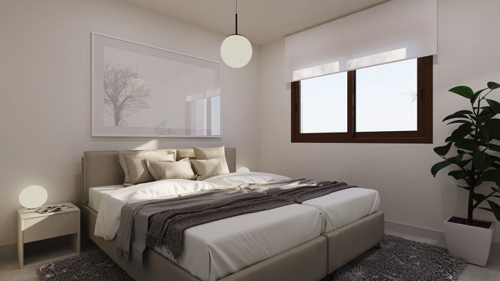 Maisonette-Wohnungen mit 3 Schlafzimmern, 2 Bädern, Gäste-WC, Dachterrasse, Fußbodenheizung, Klimaanlage und Gemeinschaftspool nur 250 m vom Meer