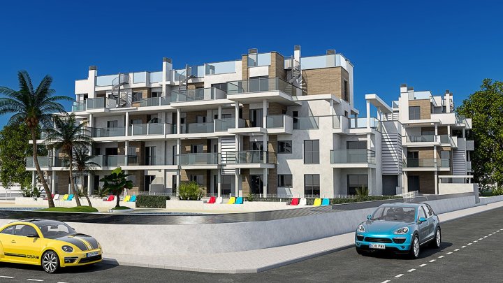 Penthouse-Wohnung mit 3 Schlafzimmern, 2 Bädern, Dachterrasse und Gemeinschaftspool nur 200 m vom Strand
