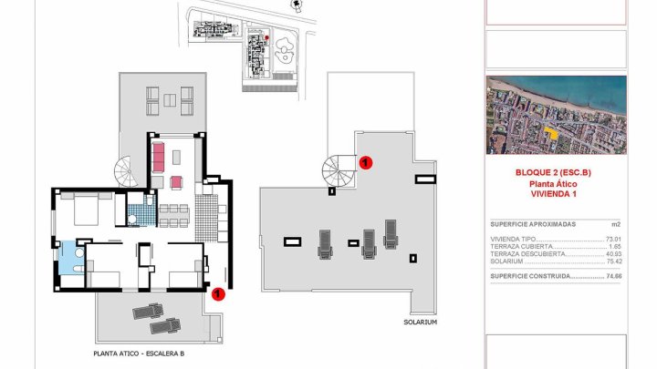 Penthouse-Wohnung mit 3 Schlafzimmern, 2 Bädern, Dachterrasse und Gemeinschaftspool nur 200 m vom Strand