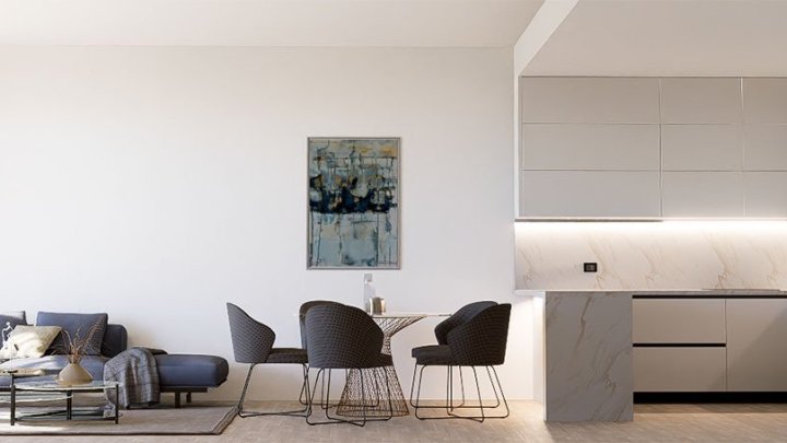 Erdgeschoss-Wohnungen mit 2 Schlafzimmern, 2 Bädern, großer Terrasse, Gemeinschaftspool und Meerblick