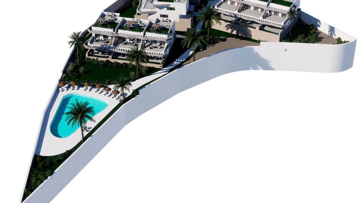 Obergeschoss-Wohnungen mit 3 Schlafzimmern, 2 Bädern, Dachterrasse, Gemeinschaftspool und Meerblick