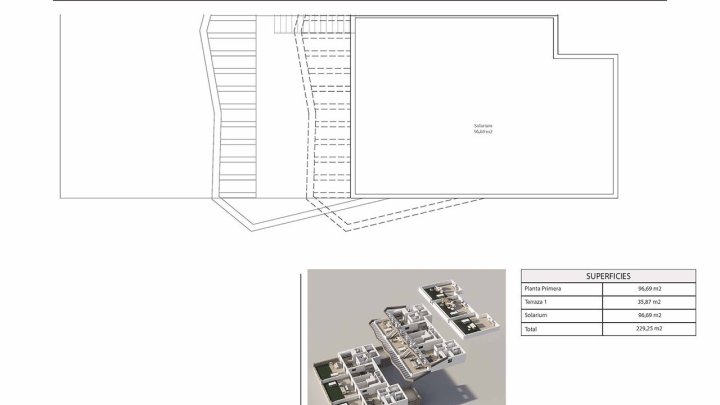 Obergeschoss-Wohnungen mit 3 Schlafzimmern, 2 Bädern, Dachterrasse, Gemeinschaftspool und Meerblick