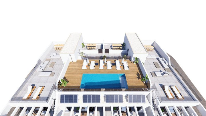 Penthouse-Wohnungen mit 3 Schlafzimmern, 2 Bädern, Dachterrasse, Tiefgaragenstellplatz und Gemeinschaftspool