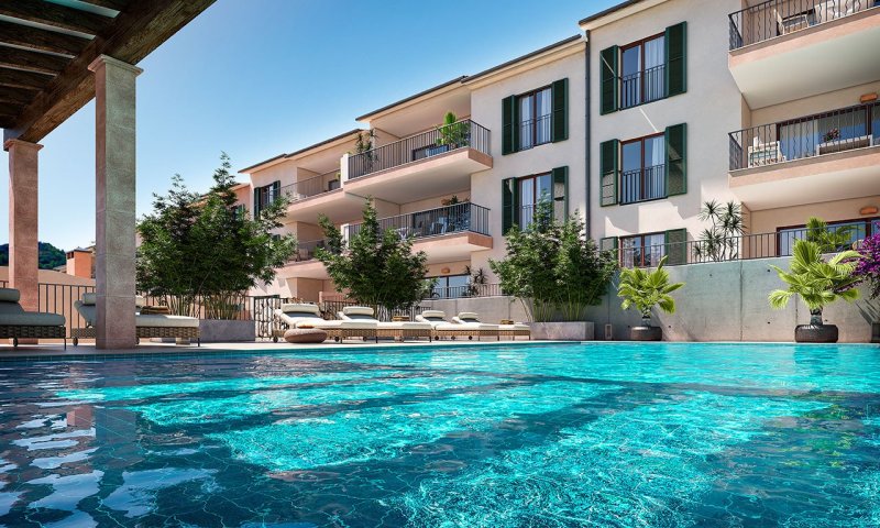 Appartements mit 2 Schlafzimmern, 2 Bädern, Klimaanlage, Gemeinschaftspool, Tiefgaragenstellplatz und Meerblick