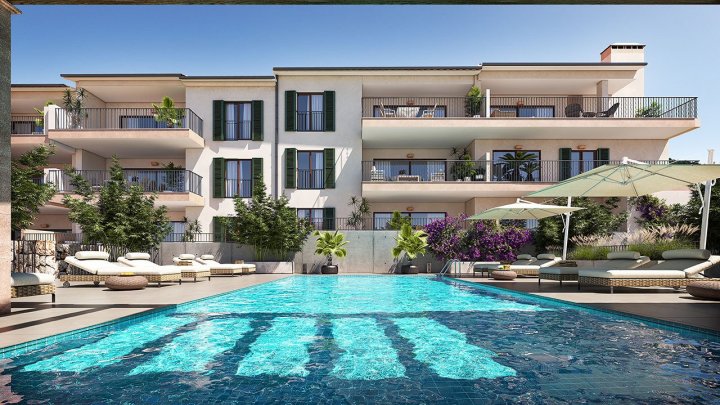 Appartements mit 2 Schlafzimmern, 2 Bädern, Klimaanlage, Gemeinschaftspool, Tiefgaragenstellplatz und Meerblick