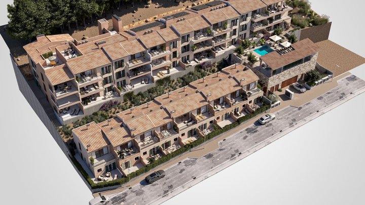 Appartements mit 2 Schlafzimmern, 2 Bädern, Klimaanlage, Gemeinschaftspool, Tiefgaragenstellplatz und Meerblick