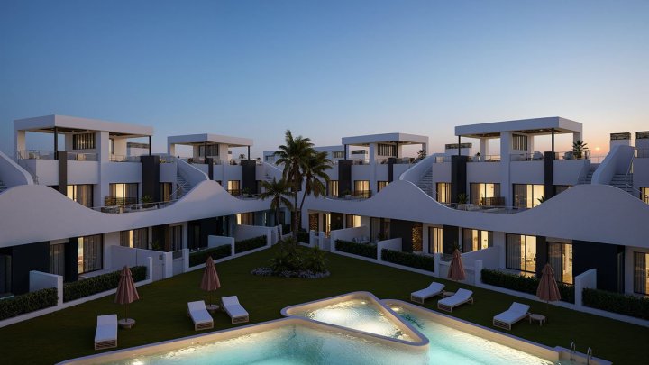 Obergeschoss-Wohnungen mit 3 Schlafzimmern, 2 Bädern, Dachterrasse, Kfz-Stellplatz und Gemeinschaftspool