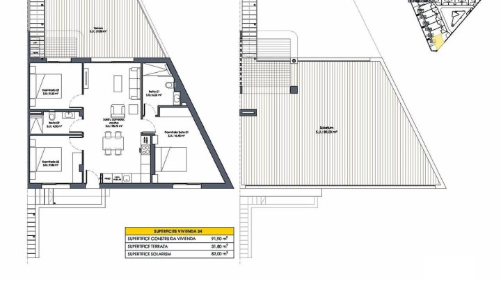 Obergeschoss-Wohnungen mit 3 Schlafzimmern, 2 Bädern, Dachterrasse, Kfz-Stellplatz und Gemeinschaftspool